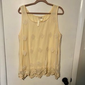 Forgotten Grace Pale Yellow Crochet Lace Tank